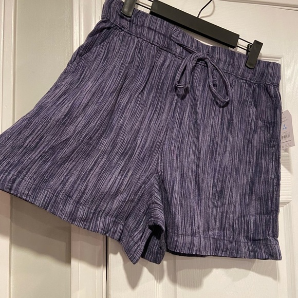 NWT Time & Tru Size XXXL Blue Linen Blend Pull On Drawstring Shorts Pockets - Picture 4 of 16